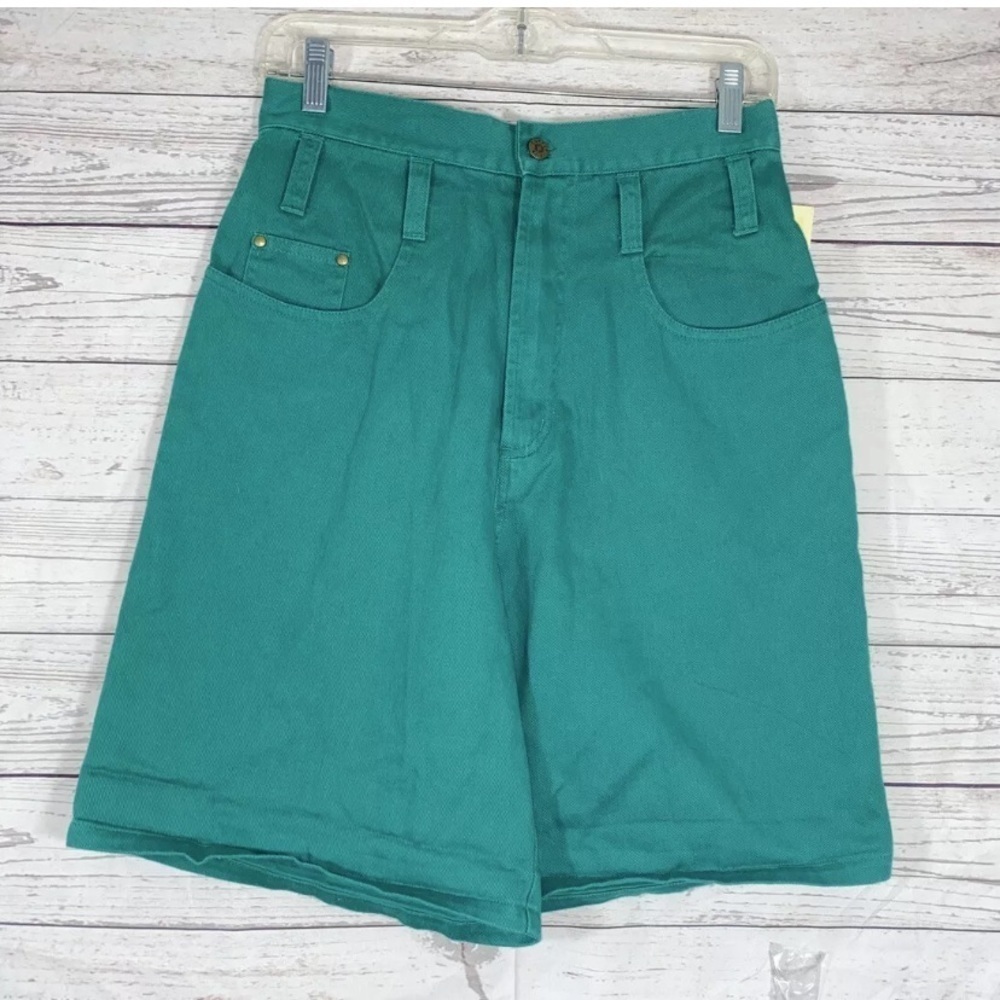 NEW 80s Copper Key Green High Waist Mom Shorts 100% Cotton